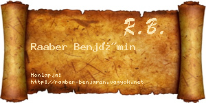 Raaber Benjámin névjegykártya